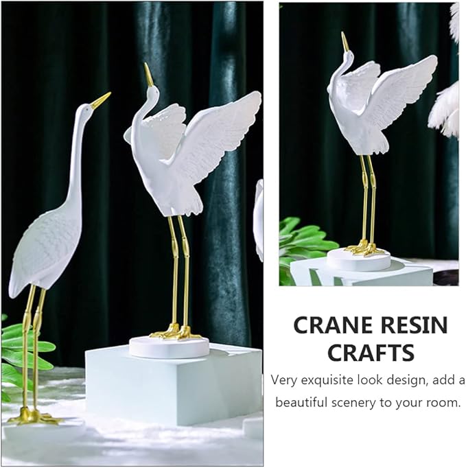 Milisten Living Crane Ornament 11.81In Resin Heron Sculpture Decorative Bird Statue for Outdoor Garden Patio Lawn Home Decor