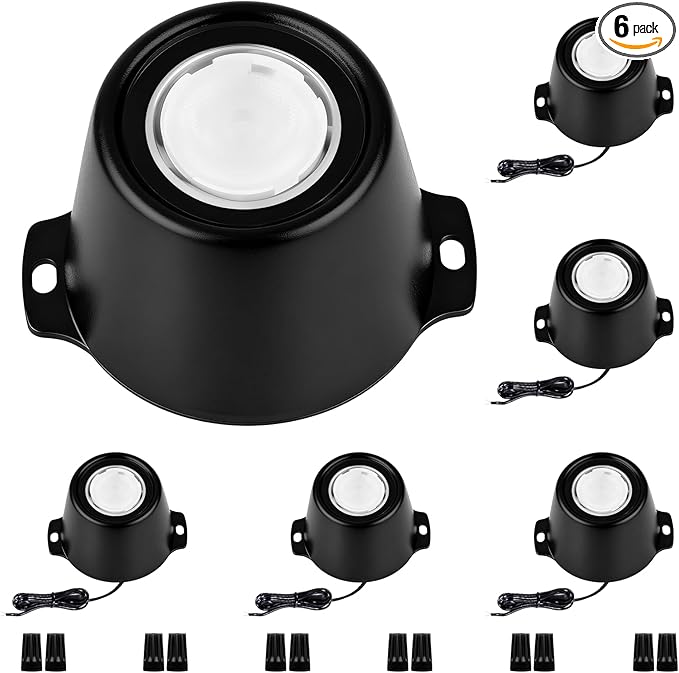 Fountain Lights LED Underwater, 5W 5000K 12V-24V AC/DC Submersible LED Lights for Pond Fountain Waterfall Pool Aquascape, 45 Degree Angle Water Spot Lights, IP68, Stainless Steel, Black, 6PK