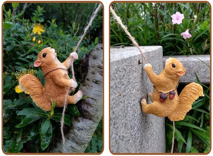 Climbing Squirrel Tree Hugger Garden Squirrel Statue Resin Animal Sculpture Yard Decor for Outside, Funny Tree Climber Figurine Outdoor Patio Lawn Decor, Housewarming Gifts