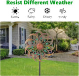 VEWOGARDEN Garden Metal Wind Spinners Outdoor Kinetic Wind Sculptures & Spinners for Yard Lawn Patio Decorations, Copper Green