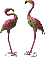2 Pcs Garden Statues Metal Flamingos, 23.6 in, for Outdoor Decor, Iron Flamingo Ornament for Wedding, Lawn, Patio, Gifts
