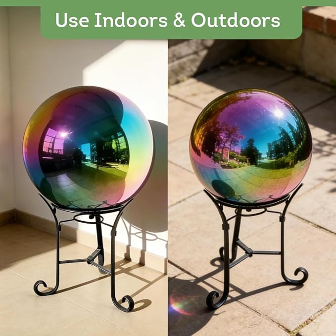 Lily's Home Gazing Globe Mirror Ball in Rainbow Stainless Steel - 12 Inch