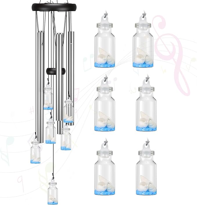 Virekm Windchimes Outdoors Clearance, Door Chime Wind Chimes for Outside Sympathy Wind Chimes for Patio Decoration, Garden Decor. Zen Garden Decor(Wishing Bottle)