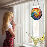 Rainbow Suncatcher Stained Glass Window Hanging - 8 Inch Colorful Sun Catchers Rainbow Maker Suncatchers for Windows - Handmade Sun Catcher Glass Panel Window Decor - Birthday Gifts for Women Mom