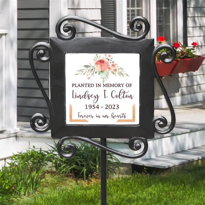 GiftsForYouNow Personalized Planted in Memory of Floral Garden Stake