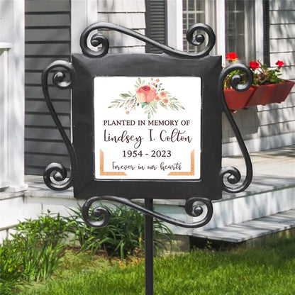 GiftsForYouNow Personalized Planted in Memory of Floral Garden Stake