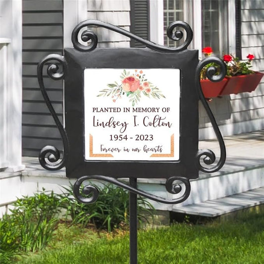 GiftsForYouNow Personalized Planted in Memory of Floral Garden Stake