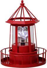 Solar Lighthouse Rotating Light with 360° Beacon, IP65 Waterproof Outdoor LED Decor for Garden, Yard, Pathway & Patio - Solar-Powered Lawn Statue Lamp for Balcony & Fence Decoration(Color:Red)