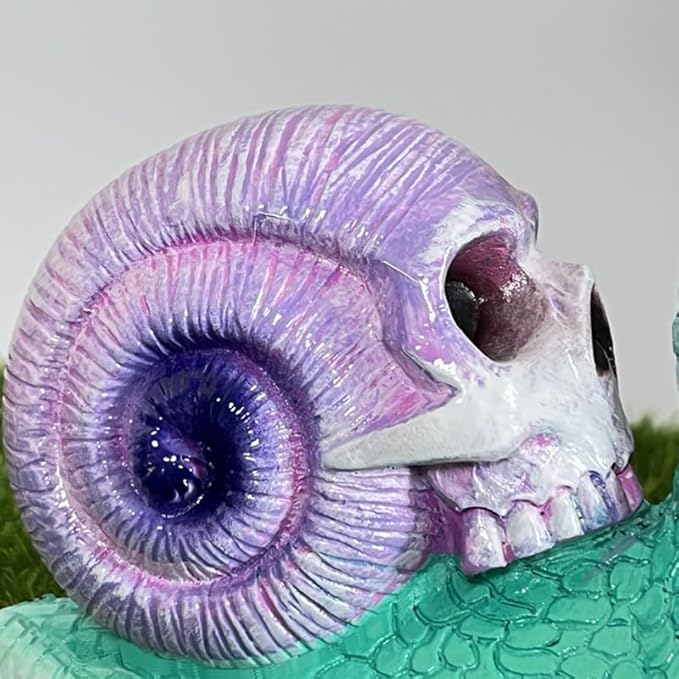 Skull Snail Sculpture Garden Decor Statue Halloween Skulls Decor Ornament Gothic Home Decor Resin Crafts for Home Outdoor Landscape Office Decor,Blue