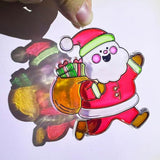 AUEKIV Christmas Suncatcher Kit 30 Sets Christmas Sun Catcher Window Paint Art DIY Craft Kits Santa Snowman Snowflake Reindeer Suncatchers Decoration for Classroom Holiday Home Party Activity Project