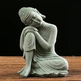 Mini Buda Meditating Buddah Statue-Natural Sandstone Stone -Handmade for Zen Garden Fish Aquarium Tank Yoga Bonsai Micro Landscape Spiritual Fengshui Praying Shui Chakra Decor (contemplative)