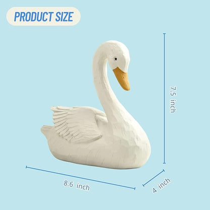 Swan Statue for Garden Decor – 7.5" Resin Figurine in Grey-White Finish, Elegant Bird Sculpture for Indoor Outdoor Display, Home, Patio, or Yard Ornament