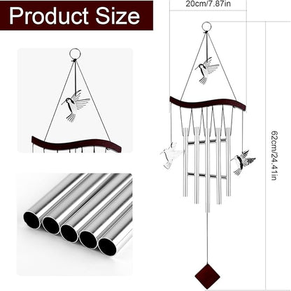Hummingbird Wind Chime for Outside, Decorative Hummingbird Windchimes with 7 Aluminum Tubes Humming Bird Wind Spinner Memorial Sympathy Gifts for Mother Grandma Garden Indoor Outdoors Clearance