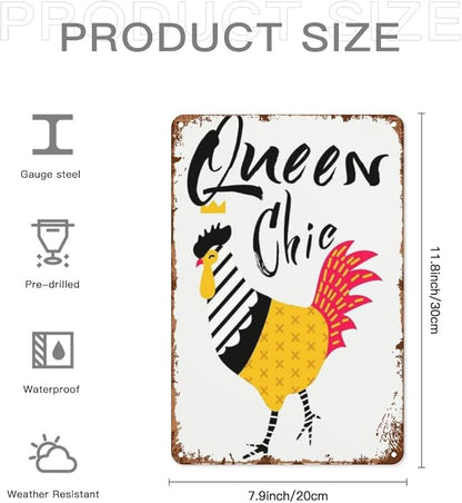 patio wall decor Queens Chic metal signs School Vintage Signs for Home,Cafe,Yard,Bathroom,Happy,Funny,and Inspirational Life Quotes 8X12inch