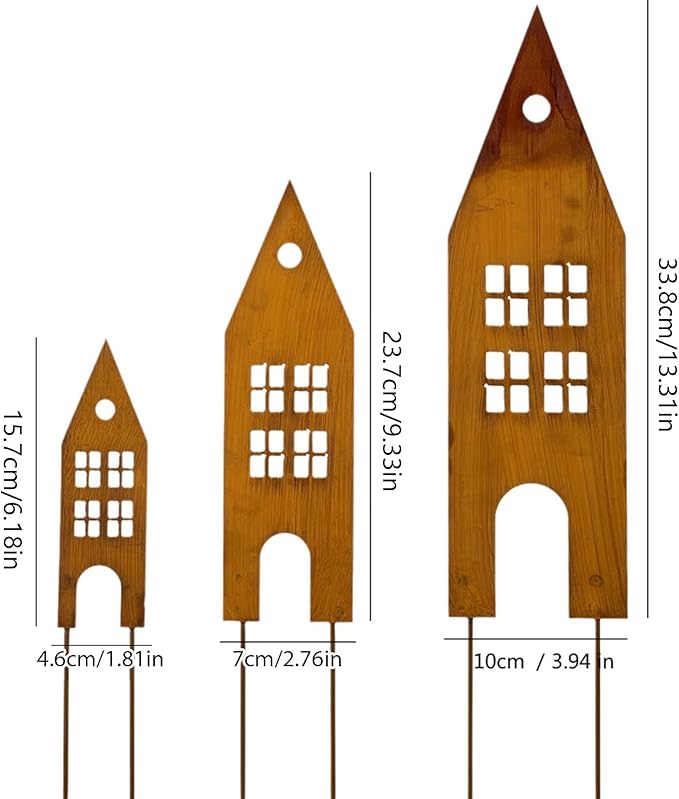 Realistic Rusty Castles Statue Figurines Stake for Spring Indoor and Outdoor Decoration Decorative Statue Vintage Garden Ornaments