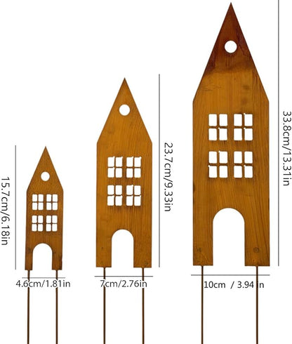 Realistic Rusty Castles Statue Figurines Stake for Spring Indoor and Outdoor Decoration Decorative Statue Vintage Garden Ornaments