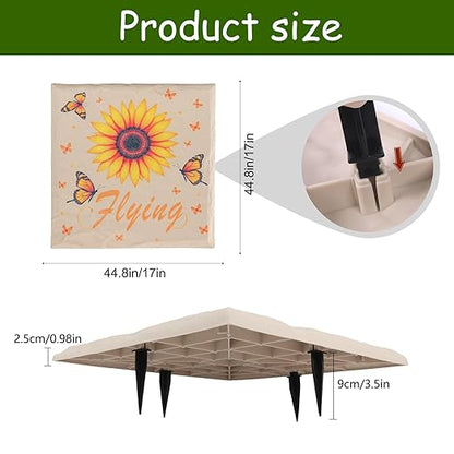 4Pcs Square Sunflower Stepping Stone Outdoor Garden Walkway, Durable Plastic Pavers for Patio, Pathway, and Landscaping, Weatherproof Stepping Stones with Ground Stakes for Easy Installation