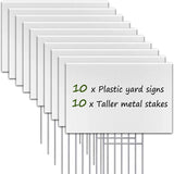 Blank Yard Signs with Stakes, Remiawy 10 Pack Lawn Signs Corrugated Plastic 17x12 Inches Custom Double Sided for Yard Sale Outdoor, Garage, Open House, Estate, Guidepost, Birthday Party