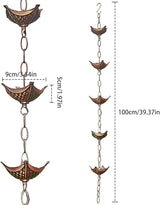 Rain Chains for Gutters Rain Chain Copper Imitation Chains for Gutters 3.3ft with 5 Cups Easy to Install Catcher for Outside Courtyards Replacement Style 2