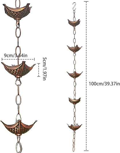 Rain Chains for Gutters Rain Chain Copper Imitation Chains for Gutters 3.3ft with 5 Cups Easy to Install Catcher for Outside Courtyards Replacement Style 2