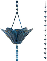 8.5 FT (102 Inch) Decorative Rain Chain for Gutters - Handcrafted Iron Flower Cup Design, Outdoor Water Drainage Solution for House Eaves, Garden, Patio & Home Decor