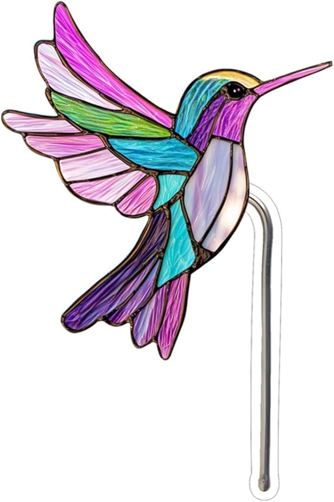 Bird Butterfly Flower Plant Pot Stake Decoration, 4.7 Inch 2D Colorful Acrylic Bird Butterfly Garden Ground Insert Decor, Outdoor Yard Lawn Pathway Patio Art Ornaments, Gifts for Mom (B)