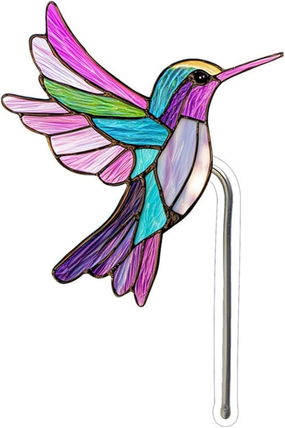 Bird Butterfly Flower Plant Pot Stake Decoration, 4.7 Inch 2D Colorful Acrylic Bird Butterfly Garden Ground Insert Decor, Outdoor Yard Lawn Pathway Patio Art Ornaments, Gifts for Mom (B)