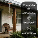 8.5FT Rain Chains with 10 Umbrella Rain Chain Cups, Rain Catcher for Gutters, Decorative Copper Rainwater Diverter Rain Chimes for Garden Decor, Replacement for Outside Gutter Downspouts in Spring