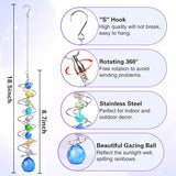 Sun Catchers, 2pcs Gazing Ball Spiral Tail Wind Spinners Crystal Suncatcher Prism Hanging Crystals Rainbow Maker for Windows Indoor Outdoor Garden Car Decorations Christmas Party Gifts for Girls Women