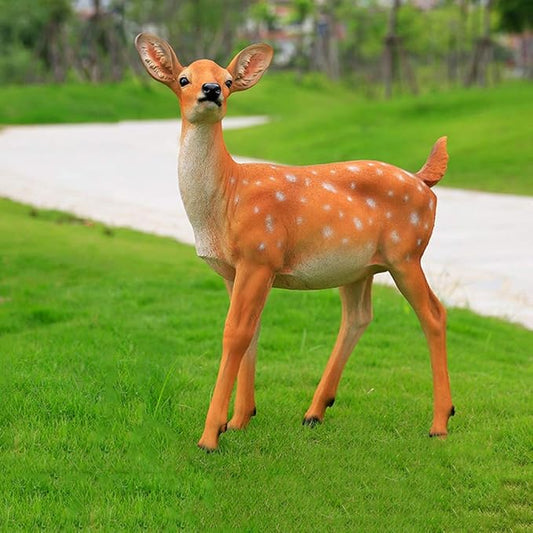 Large Outdoor Garden Animal Statues Park Sculpture Outdoor Statues Resin Sika Sculpture Simulated Floor Sika Deer Decoration Garden Landscape Decoration Garden Courtyard Animal Statue(62*22*71cm)
