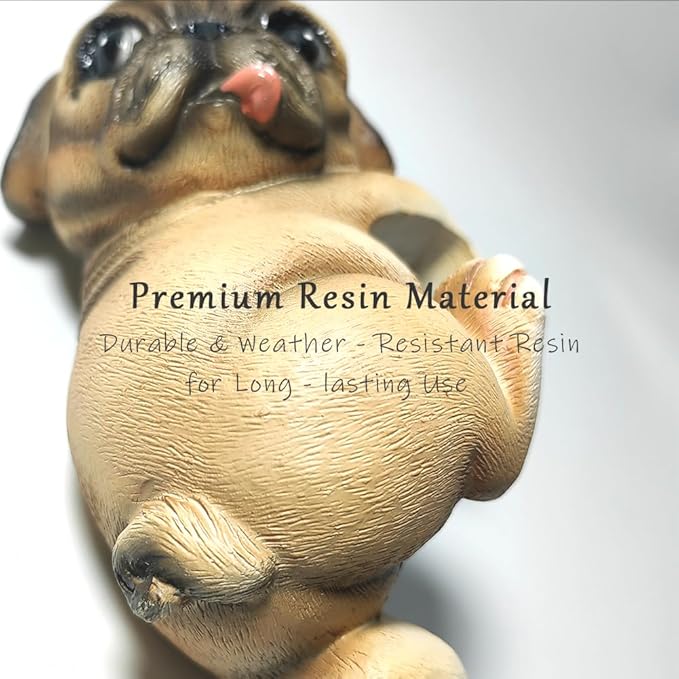 Funny Dog Flower Pot Figurines, Funny Garden Decor Statue, Mini Resin Plant Stand Outdoor Ornaments, Animal Design Yard Sculpture (Pug Puppy)