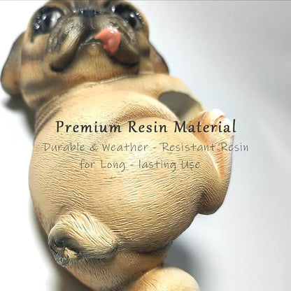 Funny Dog Flower Pot Figurines, Funny Garden Decor Statue, Mini Resin Plant Stand Outdoor Ornaments, Animal Design Yard Sculpture (Pug Puppy)