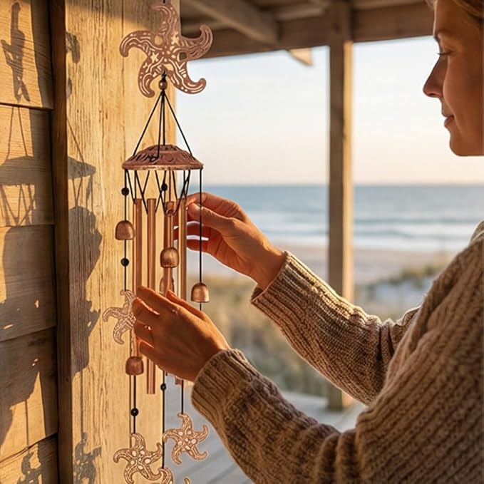 ORIGACH Starfish Wind Chimes, Metal Wind Chimes for Outside, Decor for Lawn, Patio, Home, Garden, Large Animal Wind Chime Gifts for Birthday Family & Friends