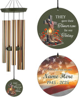 Memorial Wind Chimes, 36inch Personalized Wind Chimes, Sympathy Gifts, in Loving Memory of US Veteran/Soldier, in Loving Memory of Dad, Condolences Wind Chime (Produced in USA)