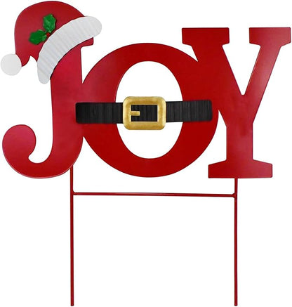 Morning View Christmas Joy Garden Stakes Decorations Metal Joy Yard Sign Outdoor Lawn Ornaments Xmas Yard Stake Holiday Winter Wall Decor for Patio Pathway Outside Red 19 Inches Tall
