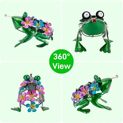 Frog Garden Decor Solar Statue Metal Yard Decorations Outdoor,Solar Frog Figurine Lights Frogs Ornament Lamps for Outside Yard,Lawn,Patio,Porch,Balcony