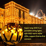 COSFLY Outdoor Christmas String Lights 209ft 600 LED - UL Certified