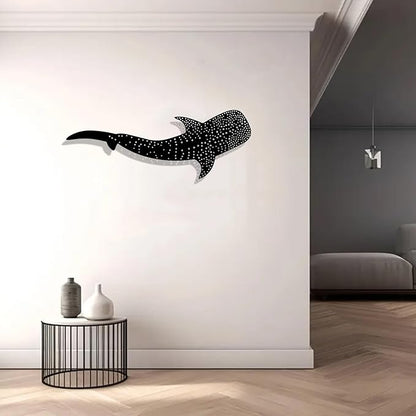 WPCJREU Whale Shark Metal Wall Art, Ocean Statue Mural, Indoor/Outdoor Decor for Living Room, Patio & Garden, for Marine Lovers - Durable Shark-Themed Wall Art(40cm/15.74in)