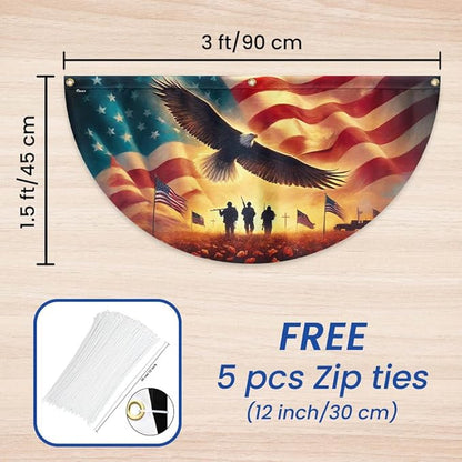 FLAGWIX American Eagle Veteran Flag - Non-Pleated American Army Fan Flag Bunting 1x3 ft - Veteran Gifts for Men Women, Patriotic Veteran Memorial Day Decorations Indoor Outdoor for Home Garden Decor
