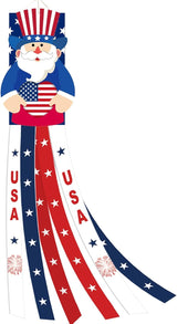 40 Inches Uncle Sam Windsock Decoration, Patriotic USA Themed Hanging Outdoor Wind Sock Ornament with Red, White, Blue Streamers, 'USA' Lettering, and Stars for 4th of July, Memorial Day, Veterans Day