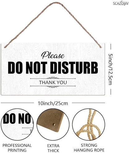 SCAZOMV Please Do Not Disturb Thank You Wood Sign Decor Funny Rustic Wood Front Door Sign Vintage Wall Hanging Plaque Porch Yard Studio Office Home Farmhouse Decor 10''x 5''