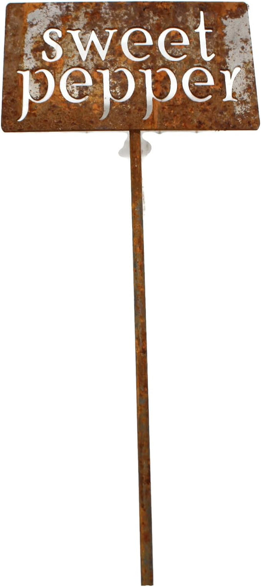 Classic Metal Garden Markers 19 Inches Tall (sweet pepper, Naturally Rusted)