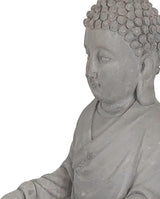 Kante 6.5" H Set of 2 Cement Composite Sitting Buddha Statues Ornament, Natural Concrete Indoor/Outdoor Tabletop Décor
