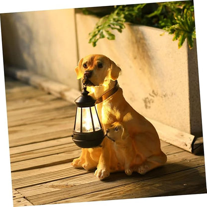 DECHOUS Solar Decor Creative Resin Animal Figurine Garden Ornament for Outdoor Lawn Unique Home Furnishing Accent for Courtyard and Patio Decor