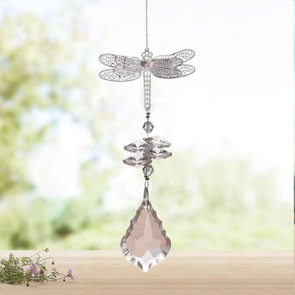 WEISIPU Crystal Suncatcher Prism - Dragonfly Suncatchers for Windows Hanging Rainbow Maker, K9 Crystal Metal Dragonfly Ornament, Christmas Tree Decor, Gifts (Clear)