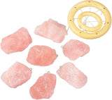 Nupuyai Wind Chimes - Unique Raw Stones Wind Chimes for Indoor Outdoor, Healing Stone Windchime Hanging Ornament for Home Garden, 17.7-21.7'', Rose Quartz