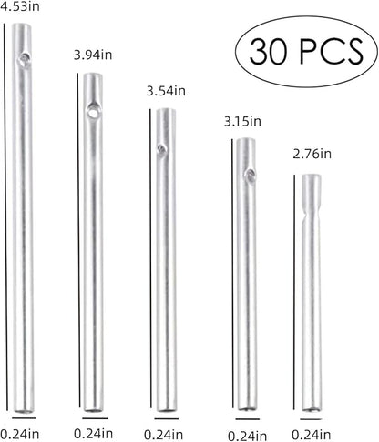 Wind Chime Tubes 30Pcs Wind Chime Kit Wind Chime Parts for DIY Home Garden Outdoor Hanging Decorations 5 Different Length (Wind Chime)