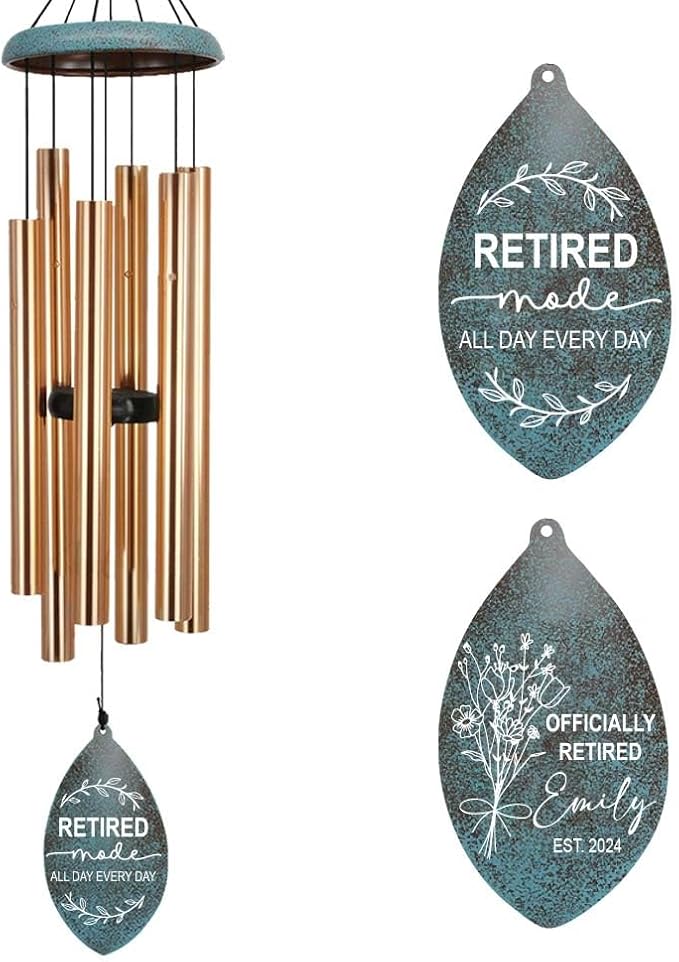 ASTARIN Personalized Happy Retirement Gift, Produced in USA Retirement Wind Chimes for Women Men, 35" Large Deep Tone Wind Chime Retire Gifts for Teacher Co-Workers Boss Husband Friends Parents
