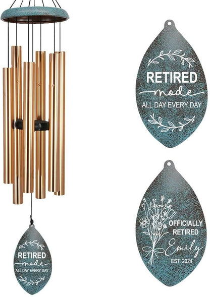 ASTARIN Personalized Happy Retirement Gift, Produced in USA Retirement Wind Chimes for Women Men, 35" Large Deep Tone Wind Chime Retire Gifts for Teacher Co-Workers Boss Husband Friends Parents