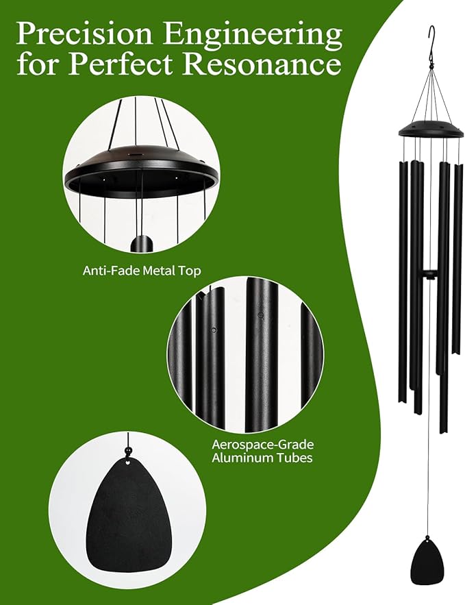 Extra Long 60" Wind Chimes for Indoor and Outdoor, Deep Bass Tone and Professional Tuned Aluminum Wind Chimes for Patio Garden Memorial, Sympathy Gift for Loss of Loved One, Housewarming Gift